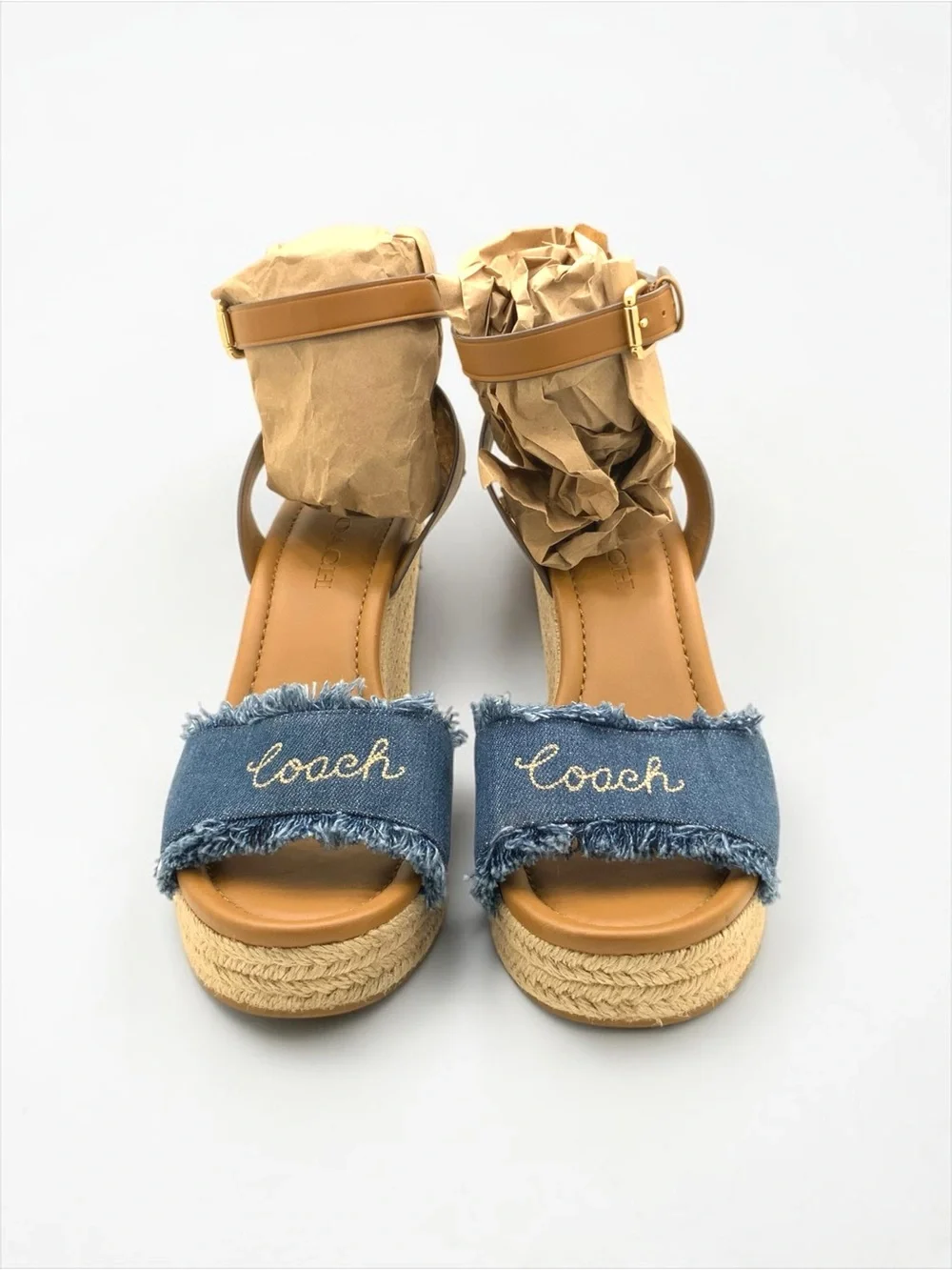 ✨ Coach Katherine Signature Denim Espadrille Wedge Sandals 8.5✨
